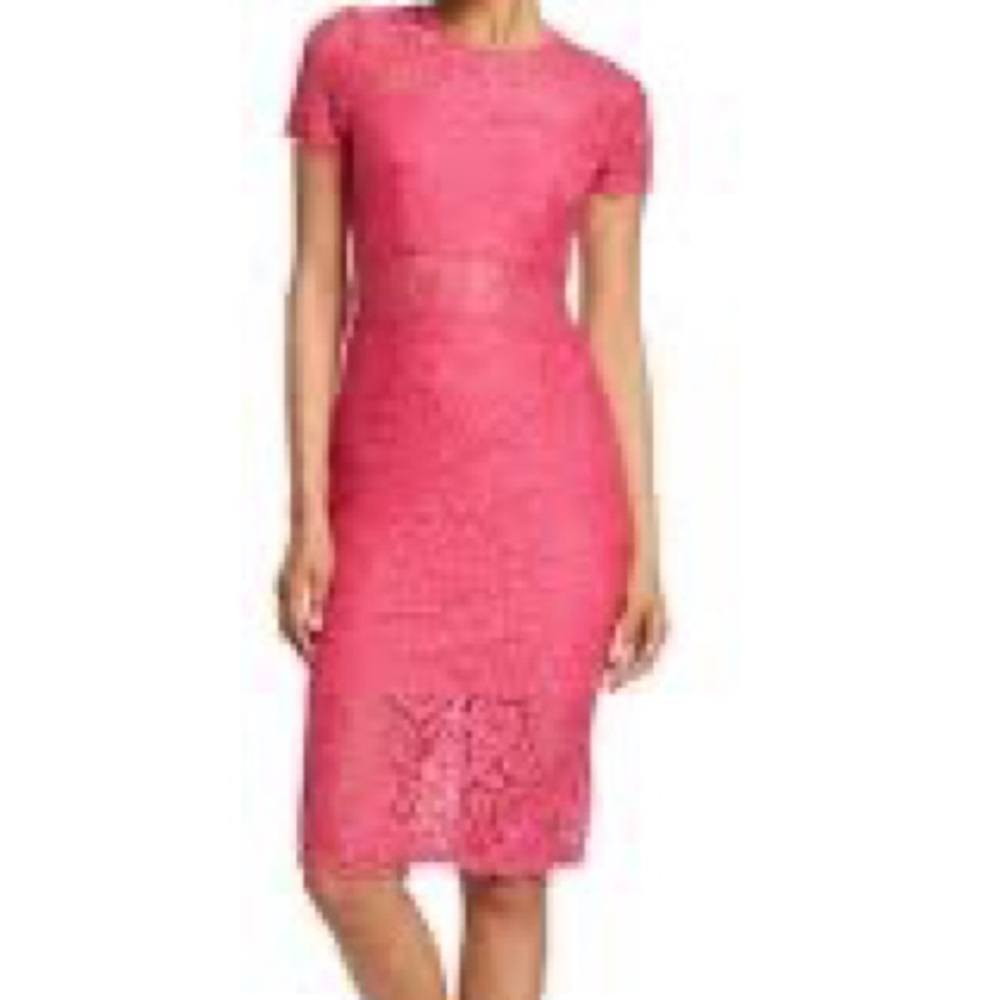 NSR Short Sleeve Lace Midi Dress (Size M) Raspberry Pink